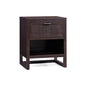 Teamson Home Hatteras 20" W Nightstand with 1 Deep Drawer and Open Shelf Storage in Coastal Modern Style, Ball Bearing Glides, Pine Wood Frames and MDF with Rattan, Espresso Finish | 1 Deep Drawer, Open Shelf Storage, Coastal Modern Style, Pine Wood & MDF