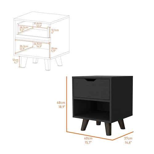 Compact Nightstand with Drawer: Modern Multi-Level Storage Table for Small Spaces - Wooden Legs Bedside End Table & Sofa Side Table for Micro Apartments