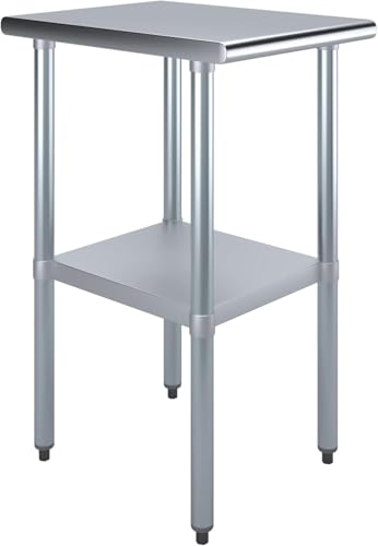 NSF-Certified Heavy-Duty Stainless Steel Prep Table – 24″ x 18″ Commercial Work Table with Undershelf for Restaurants, Kitchens, Food Trucks - size: 18x24
