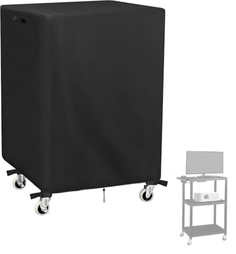 Kingling AV Cart Cover, Waterproof Rolling Media Cart Cover for Multi-Functional Media Carts/Metal Computer Presentation Stand with Wheels, Heavy Duty Protective Covers- 28"L x18"W x40"H Inch (Black) - size: 28"L x18"W x40"H(73x48x102cm)