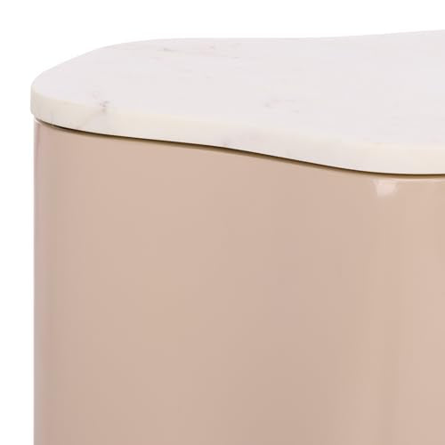 SAFAVIEH Home Collection – Kanon Taupe Base & White Marble Top Accent Table, Sculptural Modern Design, Fully Assembled (ACC3235A) - color: White/Taupe
