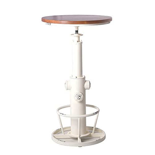 Topower Industrial Bar Table 38.58-48.43" Adjustable Pub Table Kitchen Dining Coffee Bistro Table Antique White - color: Antique White