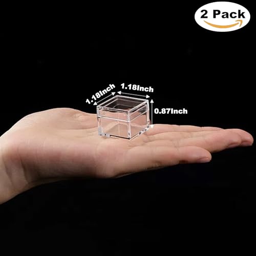 KissYou Small Acrylic Box with Lid Clear Candy Boxes for Display Party Decoration Plastic Square Cube - size: 1.18 x1.18 x 0.86 Inch