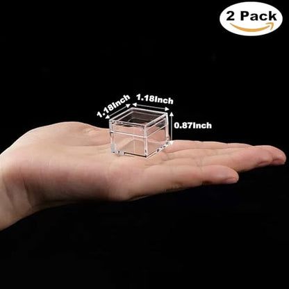 KissYou Small Acrylic Box with Lid Clear Candy Boxes for Display Party Decoration Plastic Square Cube - size: 1.18 x1.18 x 0.86 Inch