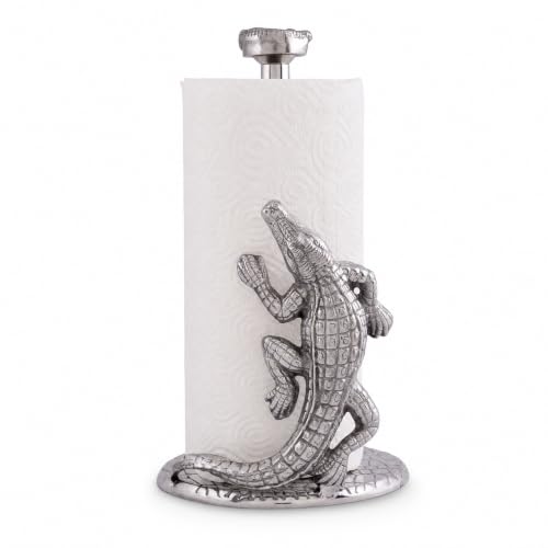 Arthur Court Alligator Paper Towel Holder Aluminum Metal 12.5 inch Stylish Kitchen Decor - size: 12.5 x 7 inches