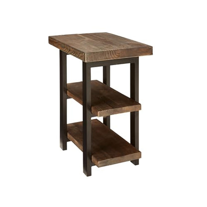 Alaterre Furniture Pomona Solid Wood 3-Tier End Table, Rustic Brown, 20” | Small Side Table or Nightstand with Storage Shelf and Metal Legs, Rustic Farmhouse Chair Side Table for Living Room & Bedroom - color: Rustic Brown