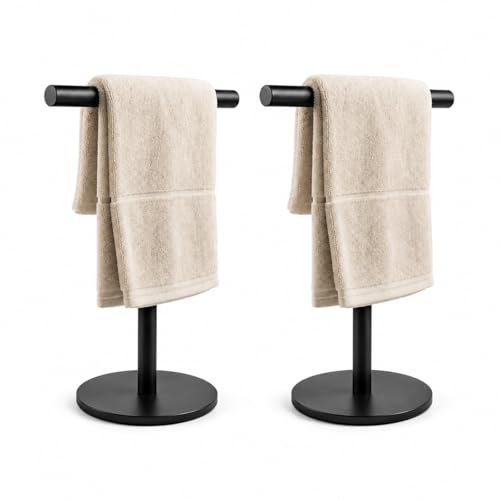 Bathroom Hand Towel Holder Stand，T-Shape Hand Towel Holder Stand SUS304 Stainless Steel Matte Black for Bathroom，Kitchen or Vanity Countertop(2 Pack) - color: Matte Black-2pack