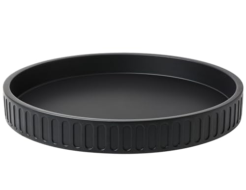 12in Decorative Tray for Coffee Table Tray Decor, Black 100% Solid Concrete Decorative Round Tray for Kitchen, Living Room, Home Decor - color: Concrete Black