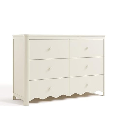 Storkcraft Casablanca 6 Drawer Dresser, Frosted Oat | GREENGUARD Gold Certified, White Dresser for Bedroom, Kids & Nursery Storage Chest, Safety Interlocking Drawers, Kids Bedroom - color: Frosted Oat, style: 6 Drawer Dresser