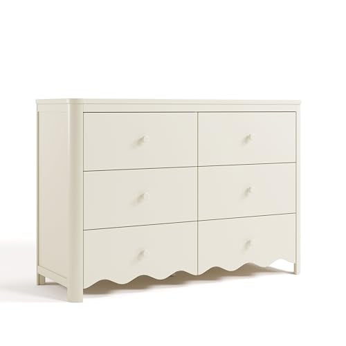 Storkcraft Casablanca 6 Drawer Dresser, Frosted Oat | GREENGUARD Gold Certified, White Dresser for Bedroom, Kids & Nursery Storage Chest, Safety Interlocking Drawers, Kids Bedroom - color: Frosted Oat, style: 6 Drawer Dresser