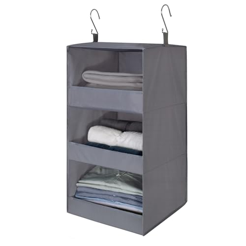 GRANNY SAYS 3-Shelf Hanging Closet Organizer and Storage, Collapsible Hanging Closet Shelves, Hanging Organizer for Closet & RV, Gray, 29 ½" H X 12" W X 12" D, 1-Pack - color: 3-shelf Ash Gray, size: 1-Pack
