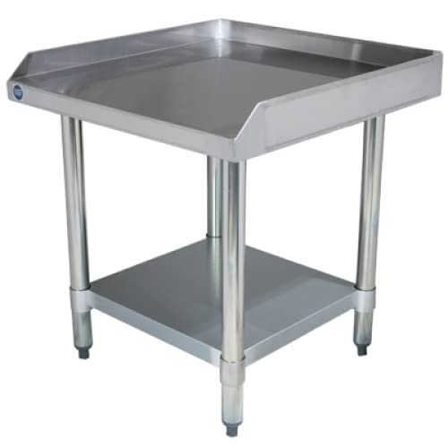 Stainless Steel Equipment Grill Stand with Adjustable Undershelf | Heavy Duty 18-Gauge Top | NSF Certified for Commercial Kitchen & Utility Use (24"x24") - size: 24"x24"