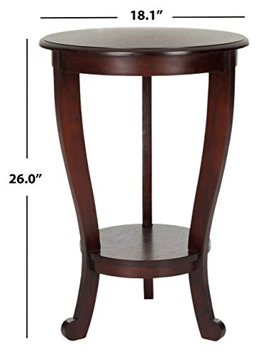 SAFAVIEH Furniture - Mary Pedestal Table - Dark Cherry - Solid Wood - Farmhouse Pedestal Design - Ideal for Living Room, Entryway, Home Office, 18.1" W x 18.1" D x 26" H (AMH5711D) - color: Dark Cherry