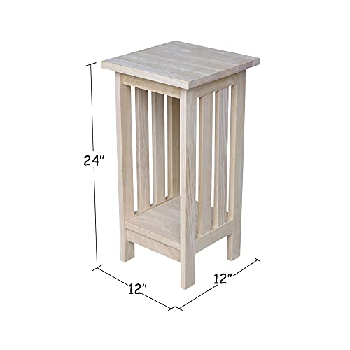 IC International Concepts Mission Plant Stand, 24-Inch High, Solid Parawood, Unfinished - size: 24 Inch