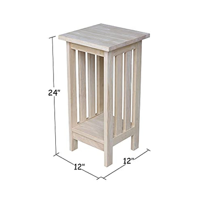 IC International Concepts Mission Plant Stand, 24-Inch High, Solid Parawood, Unfinished - size: 24 Inch