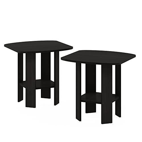 Furinno SIMPLE DESIGN Set of 2 Side Table, 2-Tier End Table, Espresso | Soft Edges, Open Shelves Modern Night Stand, Bedside Table, for Living Room, Bedroom - color: Espresso, size: 2-Pack, 2 Tiers, Standard Leg