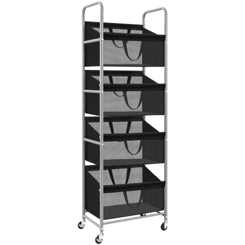 STO STO 4-Tier Vertical Rolling Laundry Hamper, Removable Bags, Black Mesh | 160L Capacity, Space-Saving Vertical Design, Rust-Resistant Steel Frame, Lockable Wheels, Ideal for Apartments & Small Spaces - color: Black Mesh, size: 4-Tier