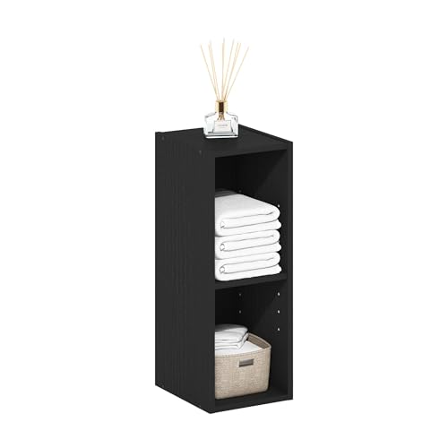 Furinno Fulda Book Shelf, 2-Tier Narrow Bookshelf, Bookcase with 8-in Width Storage Shelf, 9.3 x 7.9 x 21.2, for Living Room, Bedroom, Home Office, Blackwood - color: Blackwood, size: 2-Tier, 8-Inch Width