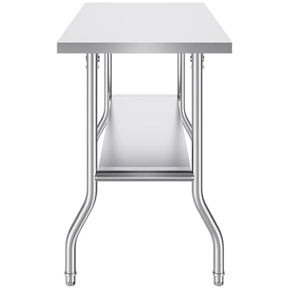 VEVOR Stainless Steel Foldable Work Table, 48 * 24 Inch Heavy Duty Food Outdoor Double Layer Stainless Steel Worktable for Commercial Kitchen Restaurant - size: Double layer 48 * 24, style: Foldable