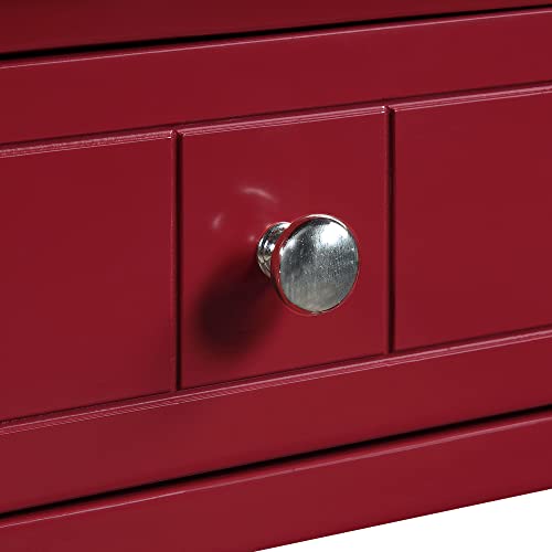 Convenience Concepts French Country Khloe 1 Drawer Accent End Table 14" - Traditional Farmhouse Side Table with Storage Drawer and Shelf for Living Room, Cranberry Red - color: Cranberry Red