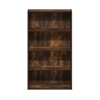 Furinno PASIR Book Shelf, 4-Tier Bookshelf, Bookcase with Open Shelf, 9.4 x 23.6 x 41.7, for Living Room, Bedroom, Home Office, Amber Pine - color: Amber Pine, size: 4-Tier, 9.4 x 23.6 x 42