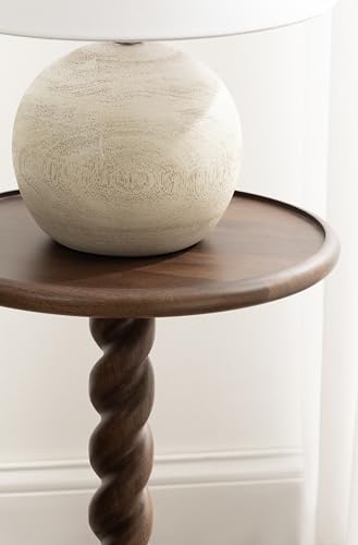 Kate and Laurel Willoughby Modern Wooden Spiraled Round Side Table, 15 x 15 x 24, Walnut Brown, Accent Pedestal End Table with Turned Base for Use as Indoor Plant Stand or Bedroom Nightstand Option - color: Walnut Brown