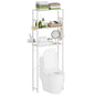 Glass Over the Toilet Shelf, 3-Tier Over-The-Toilet Storage Rack, Adjustable Shelf Bathroom Organizer, White Space Saving Shelves