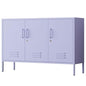 32" Wide 3-Door Lockable Metal Storage Cabinet with Accent Cabinet Locker, Heavy Duty Home Tool Cabinet, 2 Removable Shelves & Easy Assembly, for Home, Office, Entryway and Hallway Purple - color: Lilac, style: Cabinet-32"H-WL