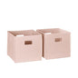 RiverRidge Folding Storage Bins - 2-pack of 10in Tall Soft Pink Cubes | Fabric Bins, Set of 2 Storage Cubes, Cut-out Handles, Playroom Closet Organizer, Collapsible Cubby with Bottom Board Insert - color: 2 Soft Pink 10in H Bins