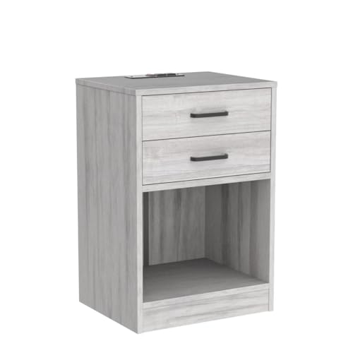 ADORNEVE Grey Nightstands Set of 2,Bedside Table with Drawers | Bedside Table Set of 2,Nightstand with Charging Station,Night Stands for Bedrooms Set of 2 - color: Grey