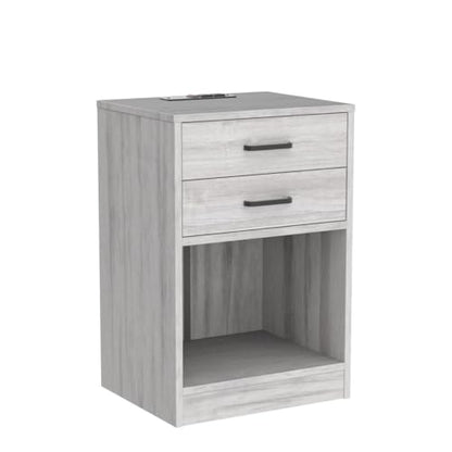 ADORNEVE Grey Nightstands Set of 2,Bedside Table with Drawers | Bedside Table Set of 2,Nightstand with Charging Station,Night Stands for Bedrooms Set of 2 - color: Grey