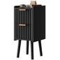IBUYKE Narrow Nightstand,Slim Bedside Table with 2 Drawer,Black UWNS015B | Space Saving,Skinny Bedside Table for Small Spaces,Wood Side End Tables for Bedroom Living Room