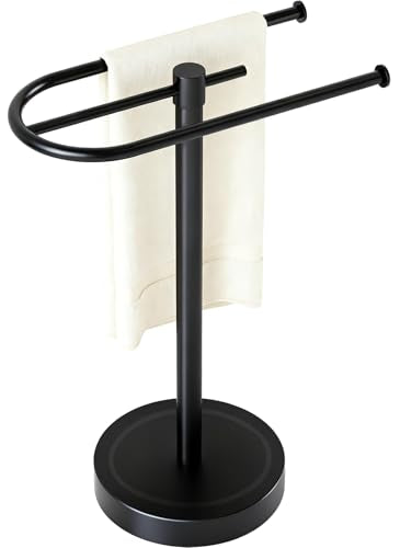 Towel Holder Stand, Stainless Steel Hand Towel Holder Rack for Bathroom Countertop, C-Shape Free Standing Towel Bar Holds 2 Towels for Bathroom Kitchen Countertop, Matte Black - size: U-Shape