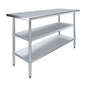 Stainless Steel Work Table with 2 Shelves | Metal Utility Table | Commercial & Residential NSF Utility (Stainless Steel Table with 2 Shelves, 60" Long x 24" Deep) - size: 60" Long x 24" Deep