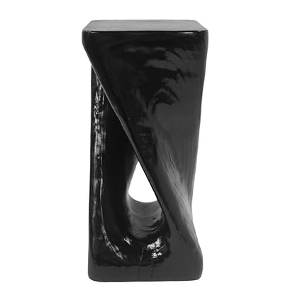 Merax Twist Shape MGO Accent Side Table, Unique Modern End Table with Wide Pedestal & Tabletop, Small Drink Tables for Living Room, Bedroom Night Stand Bedside Table, No Assembly Required, Black - color: Black, size: Twist Shaped