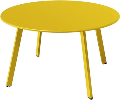 Grand Patio Round Steel Patio Coffee Table, Weather Resistant Outdoor Large Side Table, Yellow… - color: Yellow, style: 1 PC