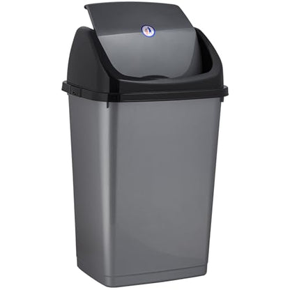 Superio Kitchen Trash Can 13 Gallon with Swing Lid, Plastic Tall Garbage Can Outdoor and Indoor, Large 52 Qt Recycle Bin and Waste Basket for Home, Office, Garage, Patio, Restaurant (2, Grey) - size: 13 Gallon