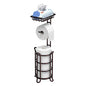 Toilet Paper Holder Stand Tissue Paper Roll Dispenser with Shelf for Bathroom Storage Holds Reserve Mega Rolls-Bronze - color: A-bronze
