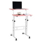 Mind Reader Standing Desk, Adjustable Height Laptop Workstation, Portable Rolling Desk on Wheels, Two-Tier Metal Frame, Pink - color: Pink
