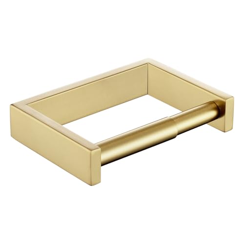 KOKOSIRI Toilet Paper Holder Spring Loaded Bathroom Toilet Roll Holder Wall Mount Stainless Steel Brushed Gold B2011BG - color: Brushed Gold, size: Without Shelf
