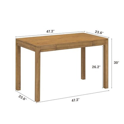 NTC Flow Modern Wooden Rectangle Desk Table with Hidden Drawer – Waterproof & Heat Resistant - Teak Look - color: Teak Look, size: 47 Inch, style: Desk