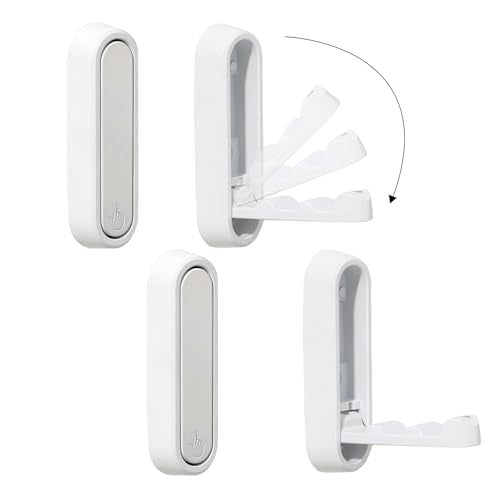 Folding Wall Hooks, 2 Pack, White, Zinc Alloy, Heavy Duty Coat Hooks | 90° Foldable Design, Wall Mounted, Zinc Alloy, Flip-Down Design, Includes Screws And Anchors, For Bedroom, Entryway, Closet - color: White, size: 2 Pcs