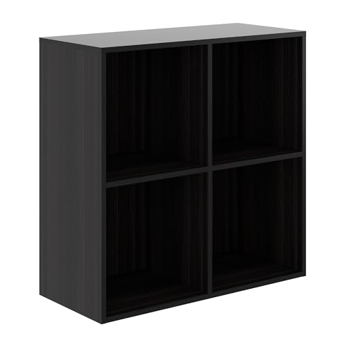 WAHEY Shoe Rack, 4 Compartment Open Storage Display Shoes Organizer FSSR015 - color: Obsidian Wood, size: 13.8x23.6x23.6