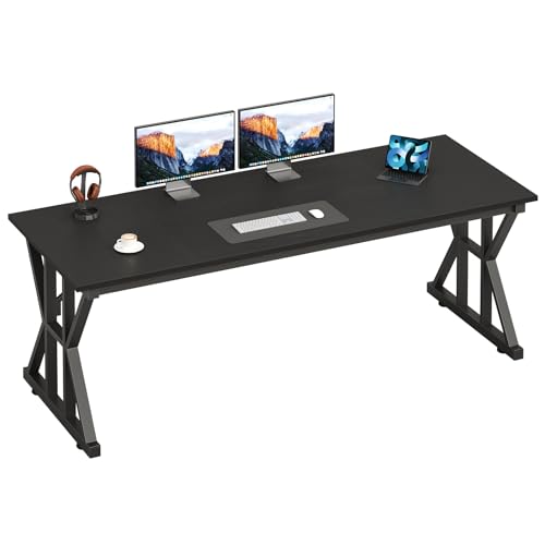 TVU 63-Inch Executive Desk, Large Office Desk with Thicken Frame, Computer Desk Modern Simple Desk for Home Office, Black - color: Black, size: 63inch