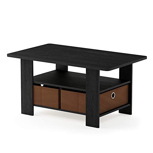 Small Modern Coffee Table with Storage, Bin Drawer Side Table, Coffee Table for Bedroom, Home Office, Living Room, Americano - color: Americano/Medium Brown
