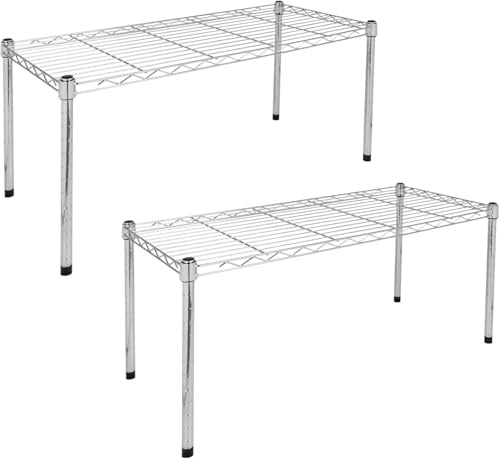 Simple Deluxe 1-Tier Shelving Unit, 29.92" W x 13.78" D x 14.96" H Steel Organizer Wire Rack, Chrome, 2 Pack - size: 1-Tier, 29.92"W x 13.78"D x 14.96"H, 2 Pack