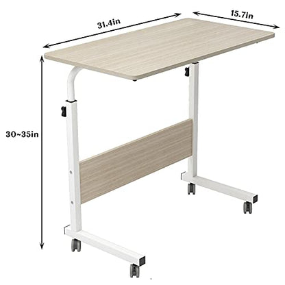 Side Table with Wheels, Home Snack Side Table with Castors Mobile (Maple) - color: Maple, size: 31.5 inches
