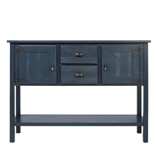 LKTART Solid Wood Farmhouse Console Table,Sofa Table with Storage Drawers and Shelves,Entryway Table for Entry Hallway Foyer Sofa Side Table,EasyAssembled (48" Navy Blue) - color: Navy Blue