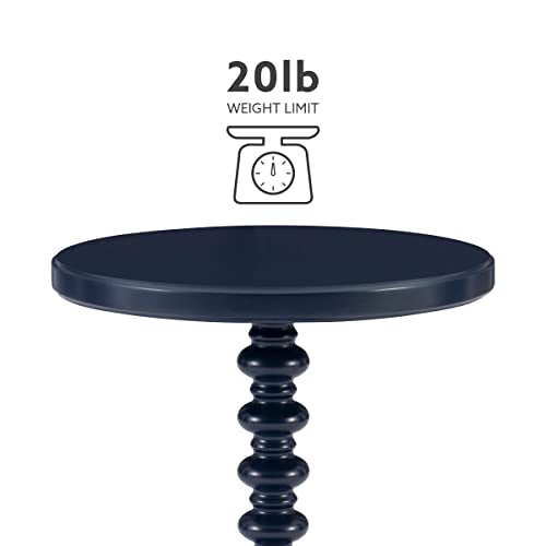 Tarkin Round Navy Blue Turned Spindle Pedestal Side Accent Table by Powell - color: Navy Blue
