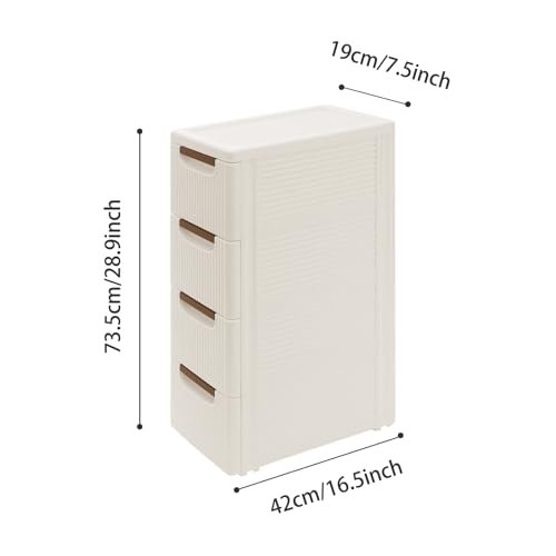 4 Drawers Slim Bathroom Storage Cabinet,Narrow Plastic Storage Cart,Rolling Dresser on Wheels for Living Room,Bathroom,Kitchen - size: 4 Drawers
